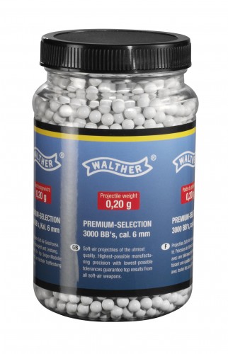 Plastové broky 6mm BBs 0,20g - Walther - 3000 ks bílé